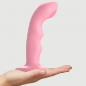 Розовая насадка-стимулятор Strap-On-Me Tapping Dildo Wave - Strap-on-me - купить с доставкой в Балашихе
