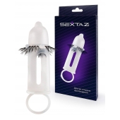 Эластичная насадка на пенис с подхватом мошонки и стимулирующими «ресничками» - Sextaz - в Балашихе купить с доставкой
