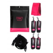 Черно-розовый эротический набор: фиксатор, оковы, наручники, повязка - Erokay - купить с доставкой в Балашихе