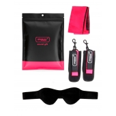 Черно-розовый эротический набор: маска, наручники и повязка - Erokay - купить с доставкой в Балашихе