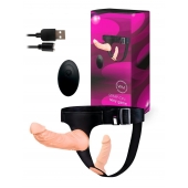 Женский страпон с 2 насадками, вибрацией и пультом ДУ - Erowoman-Eroman - купить с доставкой в Балашихе