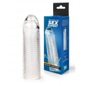 Прозрачная закрытая насадка на пенис с ребрышками - 16 см. - Sex Expert - в Балашихе купить с доставкой