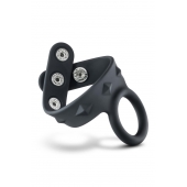 Черное эрекционное кольцо с подхватом мошонки на кнопках VS6 - Blush Novelties - в Балашихе купить с доставкой