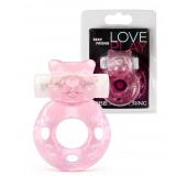 Розовое эрекционное виброкольцо в форме мишки - 1137 - в Балашихе купить с доставкой