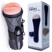 Телесный мастурбатор-вагина в черной колбе с вибрацией - Boys of Toys - в Балашихе купить с доставкой