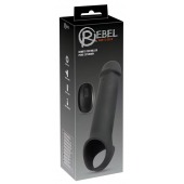 Черная вибронасадка для пениса с хомутом для мошонки и пультом ДУ Remote Controlled Penis Extension - Orion - в Балашихе купить с доставкой