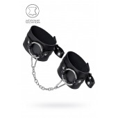 Черные оковы из толстой кожи с люверсами - Pecado - купить с доставкой в Балашихе