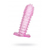 Гелевая розовая насадка с шипами - 12 см. - Toyfa Basic - в Балашихе купить с доставкой