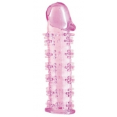 Гелевая розовая насадка на фаллос с шипами - 12 см. - Toyfa Basic - в Балашихе купить с доставкой
