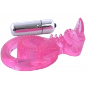 Розовая вибронасадка со стимулятор клитора   Язычок - Toyfa Basic - в Балашихе купить с доставкой