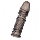 Дымчатая закрытая насадка ToyFa XLover с чешуйками и пупырышками - 13,5 см. - ToyFa - в Балашихе купить с доставкой