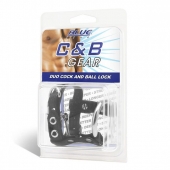 Утяжка на пенис на замочке Duo Cock And Ball Lock - BlueLine - купить с доставкой в Балашихе