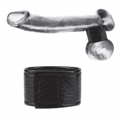 Чёрная утяжка на мошонку 1  Velcro Ball Stretcher - BlueLine - купить с доставкой в Балашихе