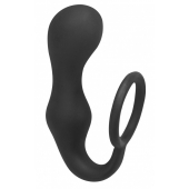Чёрное эрекционное кольцо с анальной пробкой Double Pleasure Anal Plug - Lola Games - в Балашихе купить с доставкой