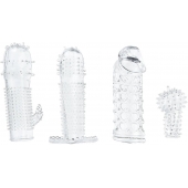 Набор из 4 насадок на член Pleasured Penis Enhancement Sleeve 4 Pack - XR Brands - в Балашихе купить с доставкой