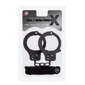 Чёрные наручники из листового металла в комплекте с веревкой BONDX METAL CUFFS LOVE ROPE SET - Dream Toys - купить с доставкой в Балашихе