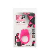 Розовое эрекционное кольцо с щеточкой LIT-UP SILICONE STIMU RING 5 - Dream Toys - в Балашихе купить с доставкой