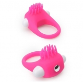 Розовое эрекционное кольцо с щеточкой LIT-UP SILICONE STIMU RING 5 - Dream Toys - в Балашихе купить с доставкой