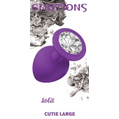 Большая фиолетовая анальная пробка Emotions Cutie Large с прозрачным кристаллом - 10 см. - Lola Games - купить с доставкой в Балашихе