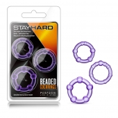 Набор из 3 фиолетовых эрекционных колец Stay Hard Beaded Cockrings - Blush Novelties - в Балашихе купить с доставкой