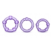 Набор из 3 фиолетовых эрекционных колец Stay Hard Beaded Cockrings - Blush Novelties - в Балашихе купить с доставкой