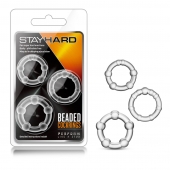 Набор из 3 прозрачных эрекционных колец Stay Hard Beaded Cockrings - Blush Novelties - в Балашихе купить с доставкой