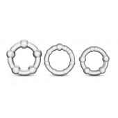 Набор из 3 прозрачных эрекционных колец Stay Hard Beaded Cockrings - Blush Novelties - в Балашихе купить с доставкой