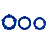 Набор из 3 синих эрекционных колец Stay Hard Beaded Cockrings - Blush Novelties - в Балашихе купить с доставкой