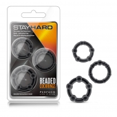 Набор из 3 чёрных эрекционных колец Stay Hard Beaded Cockrings - Blush Novelties - в Балашихе купить с доставкой