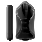 Чёрный мастурбатор Vibrating Silicone Stimulator с вибрацией - Pipedream - в Балашихе купить с доставкой
