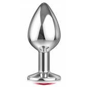 Большая серебристая анальная пробка Diamond Red Sparkle Large с красным кристаллом - 8 см. - Lola Games - купить с доставкой в Балашихе