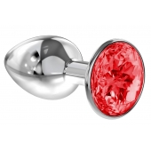 Малая серебристая анальная пробка Diamond Red Sparkle Small с красным кристаллом - 7 см. - Lola Games - купить с доставкой в Балашихе