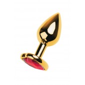 Золотистая анальная пробка с кристаллом-сердцем - 7,5 см. - ToyFa - купить с доставкой в Балашихе