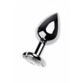 Серебристая анальная пробка с прозрачным кристаллом-сердцем - 8 см. - ToyFa - купить с доставкой в Балашихе