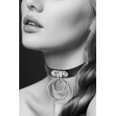 Черный чокер с двумя кольцами - Bijoux Pour Toi - купить с доставкой в Балашихе