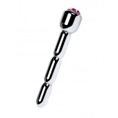 Серебристый уретральный плаг со стразом - 7 см. - ToyFa - купить с доставкой в Балашихе