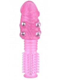 Стимулирующая розовая насадка с шишечками и шипами - 13,5 см. - Toyfa Basic - в Балашихе купить с доставкой