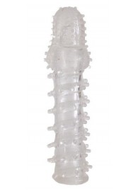 Прозрачная, закрытая насадка с шипами и точками - 13,5 см. - Toyfa Basic - в Балашихе купить с доставкой