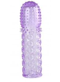 Насадка гелевая фиолетовая с точками, шипами и наплывами - 13,5 см. - Toyfa Basic - в Балашихе купить с доставкой