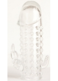 Гелевая прозрачная насадка с 2 отростками - 13 см. - Toyfa Basic - в Балашихе купить с доставкой