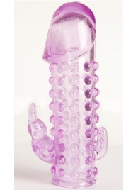 Закрытая фиолетовая насадка с 2 отростками - 13 см. - Toyfa Basic - в Балашихе купить с доставкой