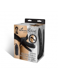 Полый страпон с двумя отростками и вибрацией Unisex Vibrating Hollow Strap-On Double Penetrating Dildo - 17,8 см. - Lux Fetish - купить с доставкой в Балашихе
