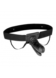 Полый страпон с двумя отростками и вибрацией Unisex Vibrating Hollow Strap-On Double Penetrating Dildo - 17,8 см. - Lux Fetish - купить с доставкой в Балашихе