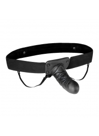 Чёрный полый страпон с вибрацией Unisex Vibrating Hollow Strap-On - 14 см. - Lux Fetish - купить с доставкой в Балашихе