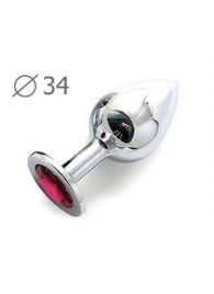 Коническая серебристая анальная втулка с малиновым кристаллом - 8,2 см. - Anal Jewelry Plug - купить с доставкой в Балашихе