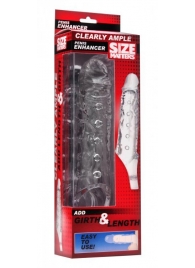 Прозразная закрытая насадка на пенис с поддержкой мошонки Clearly Ample Penis Enhancer - 22 см. - XR Brands - в Балашихе купить с доставкой