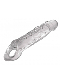 Прозразная закрытая насадка на пенис с поддержкой мошонки Clearly Ample Penis Enhancer - 22 см. - XR Brands - в Балашихе купить с доставкой