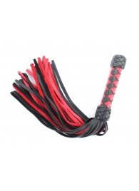 Черно-красная клеть с плетеной ручкой с ромбовидным узором - 45 см. - БДСМ Арсенал - купить с доставкой в Балашихе