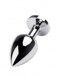 Серебристая коническая анальная пробка с красным кристаллом - 8 см. - ToyFa - купить с доставкой в Балашихе