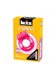 Розовое эрекционное виброкольцо Luxe VIBRO  Ужас Альпиниста  + презерватив - Luxe - в Балашихе купить с доставкой